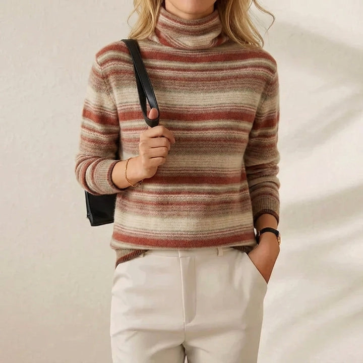 Marcella | Striped Turtleneck Knit Sweater