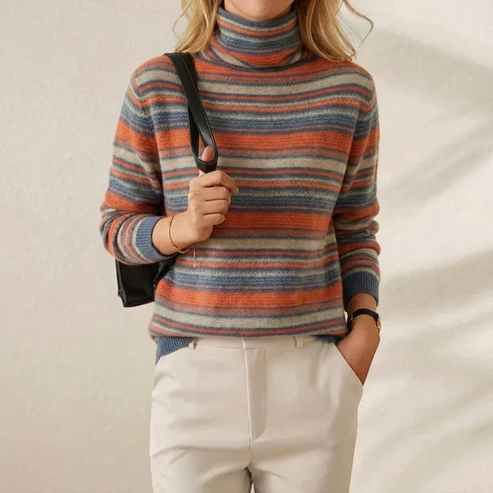 Marcella | Striped Turtleneck Knit Sweater