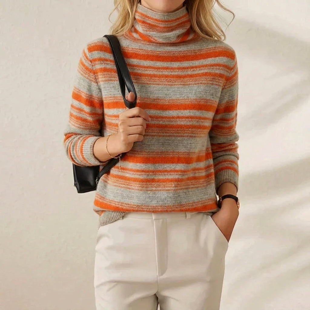 Marcella | Striped Turtleneck Knit Sweater