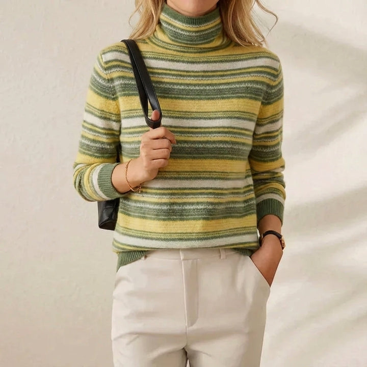 Marcella | Striped Turtleneck Knit Sweater