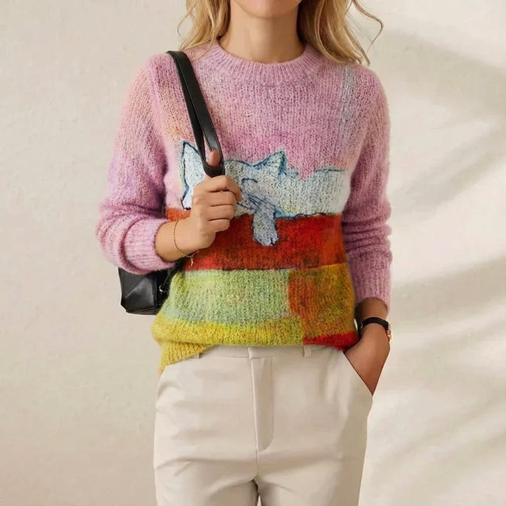Phyllis | Artistic Print Knit Sweater