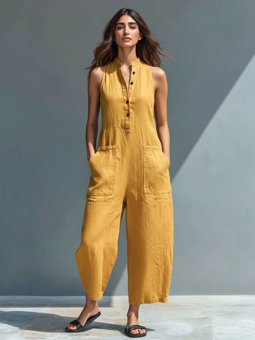 Thalassa | Elegant Sleeveless Button Jumpsuit