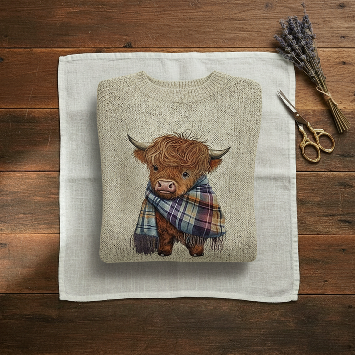Dina | Highland Cow Graphic Knit Sweater