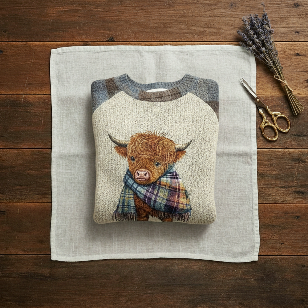 Tanya | Highland Cow Graphic Knit Sweater