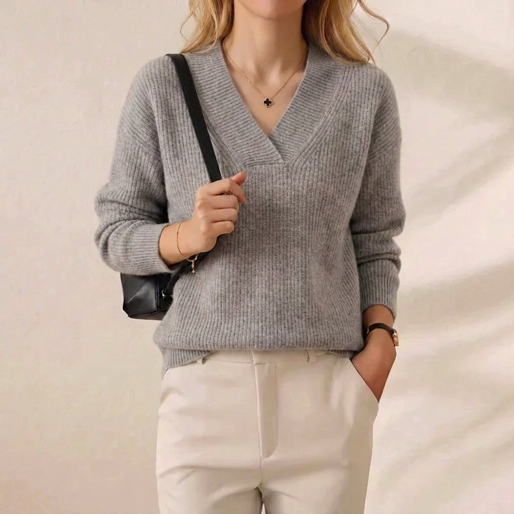 Ashley | V-Neck Ribbed Knit Sweater