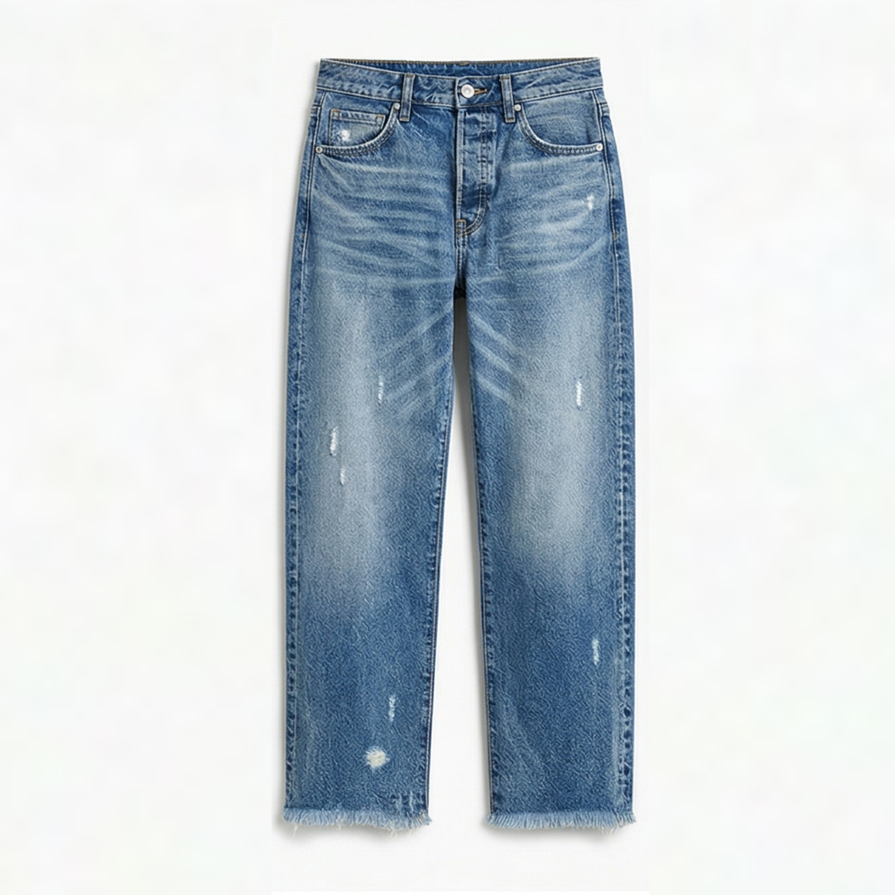 Ilya | Retro Fringed Cropped Straight Leg Jeans