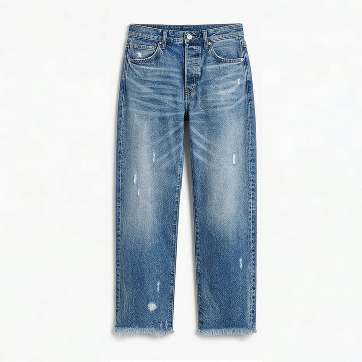 Ilya | Retro Fringed Cropped Straight Leg Jeans