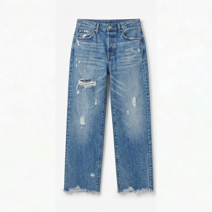 Ilya | Retro Fringed Cropped Straight Leg Jeans
