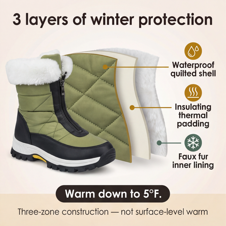 Zohra | Bottes de neige matelassées imperméables doublées en fourrure à fermeture latérale