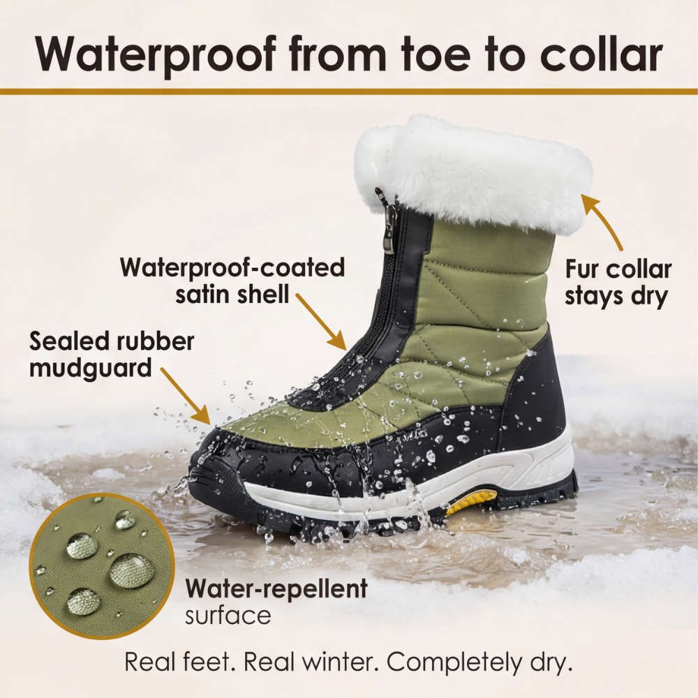 Zohra | Bottes de neige matelassées imperméables doublées en fourrure à fermeture latérale