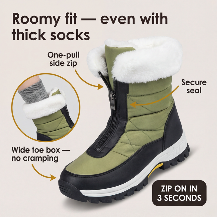 Zohra | Bottes de neige matelassées imperméables doublées en fourrure à fermeture latérale