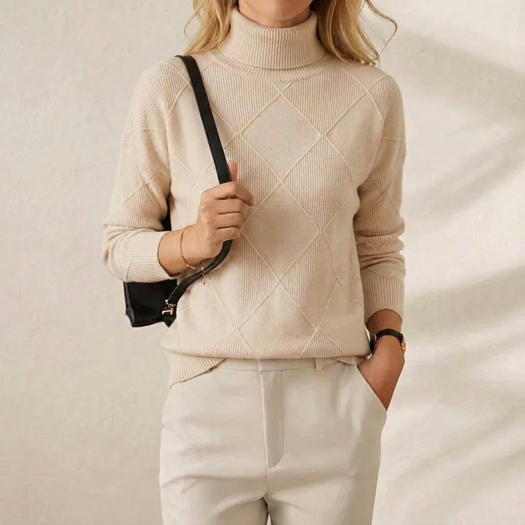 Mildred | Turtleneck Diamond Knit Sweater