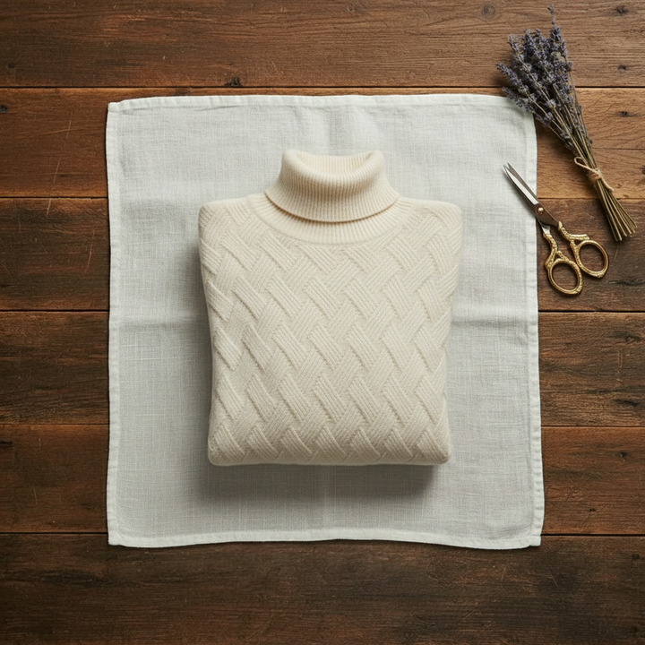 Camilia | Turtleneck Herringbone Knit Sweater