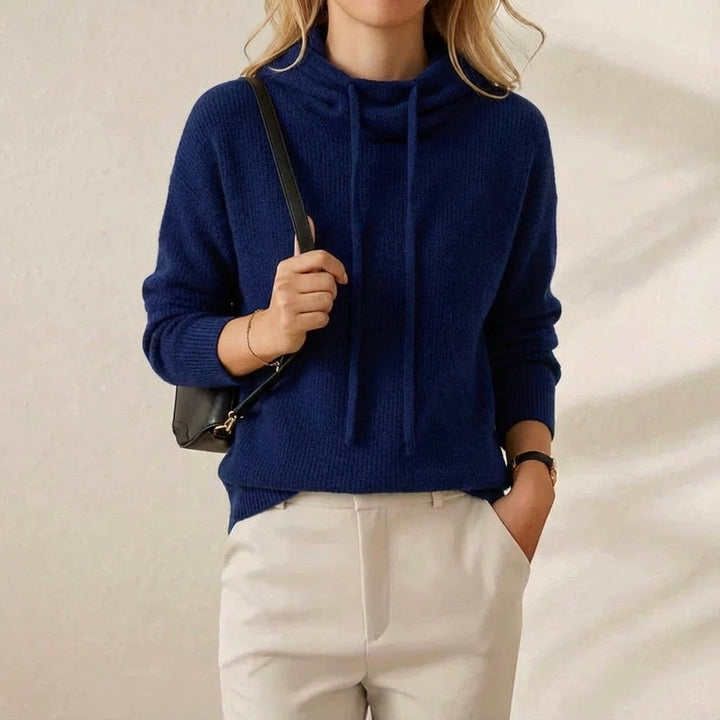 Shea-Lynn | Cowl Neck Drawstring Knit Sweater