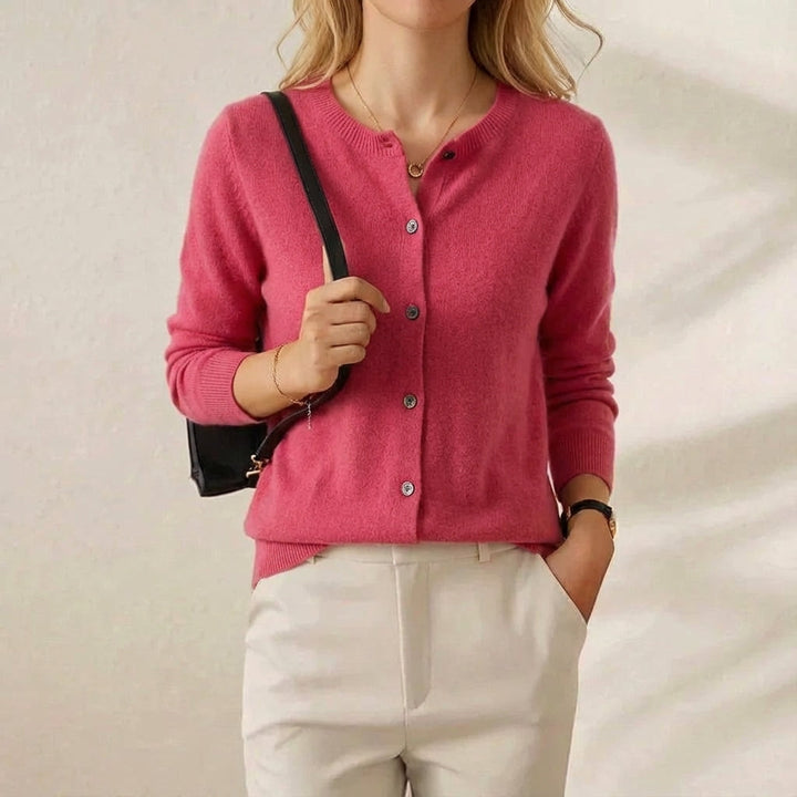 Douae | Crew Neck Button Knit Cardigan