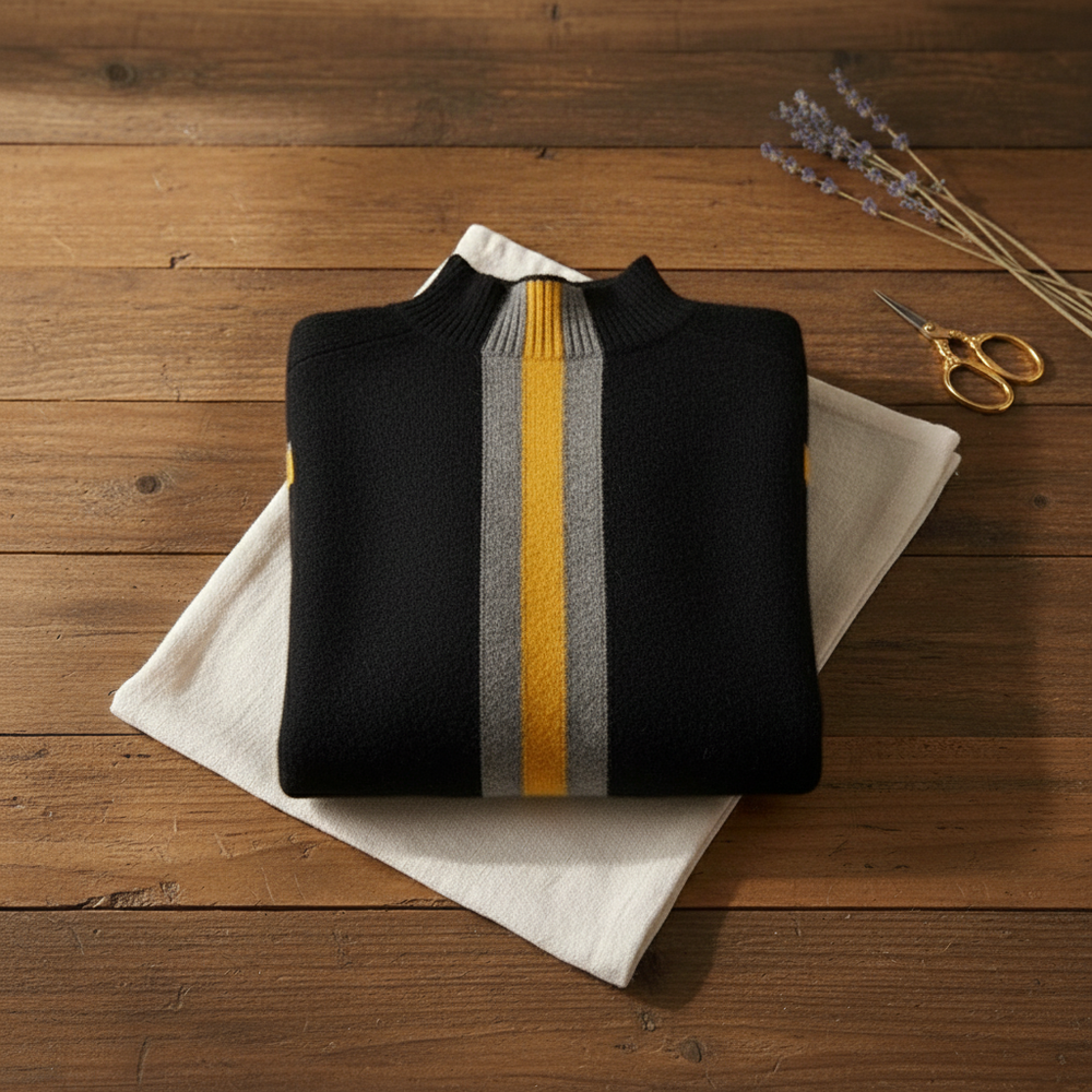 Evelin | Striped Mock Neck Knit Sweater