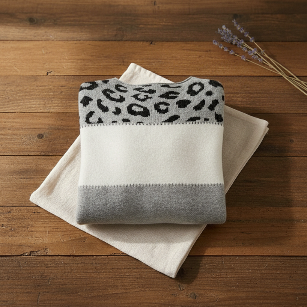 Madelyne | Leopard Print Colour-Block Knit Sweater