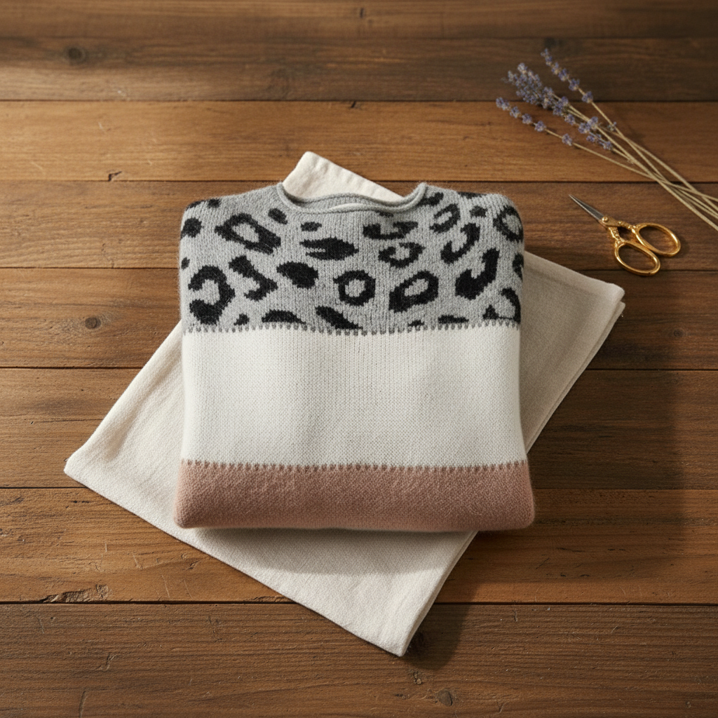 Madelyne | Leopard Print Colour-Block Knit Sweater