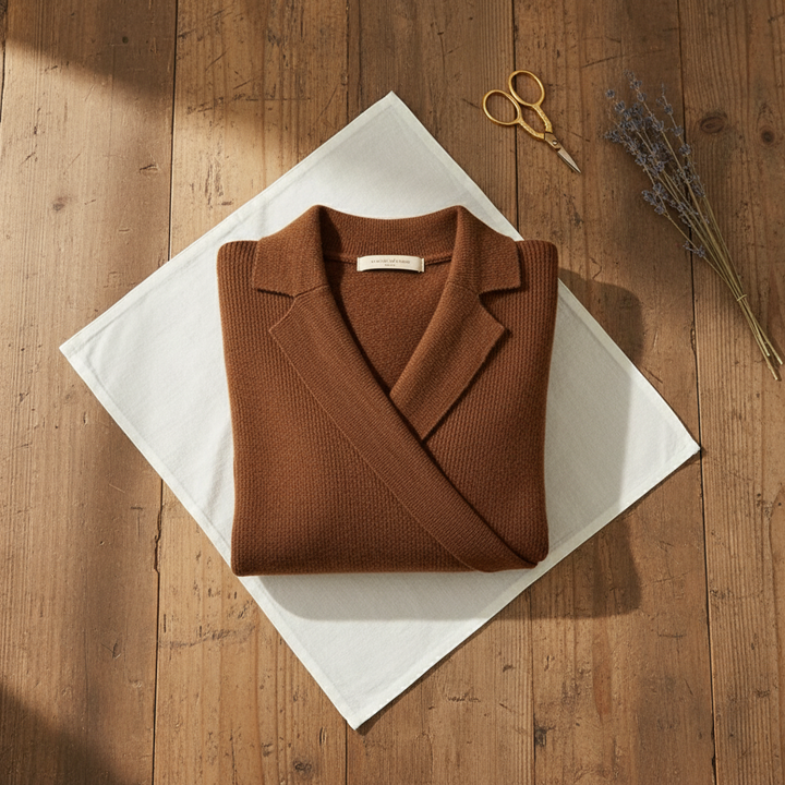 Veyda | Wrap Front Collared Knit Top