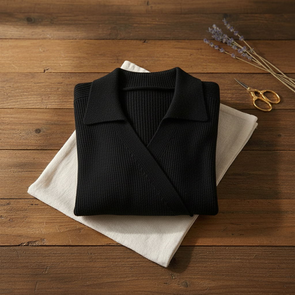 Veyda | Wrap Front Collared Knit Top