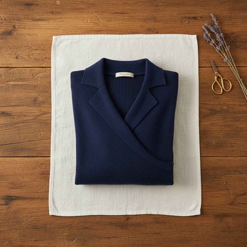 Veyda | Wrap Front Collared Knit Top