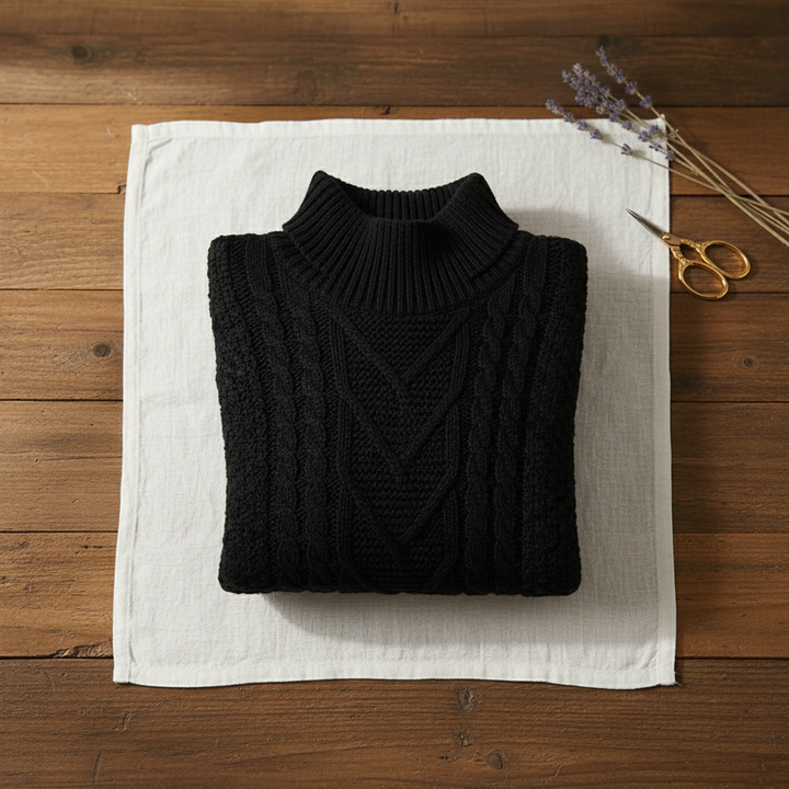Iknoor | Cable Knit Turtleneck Sweater