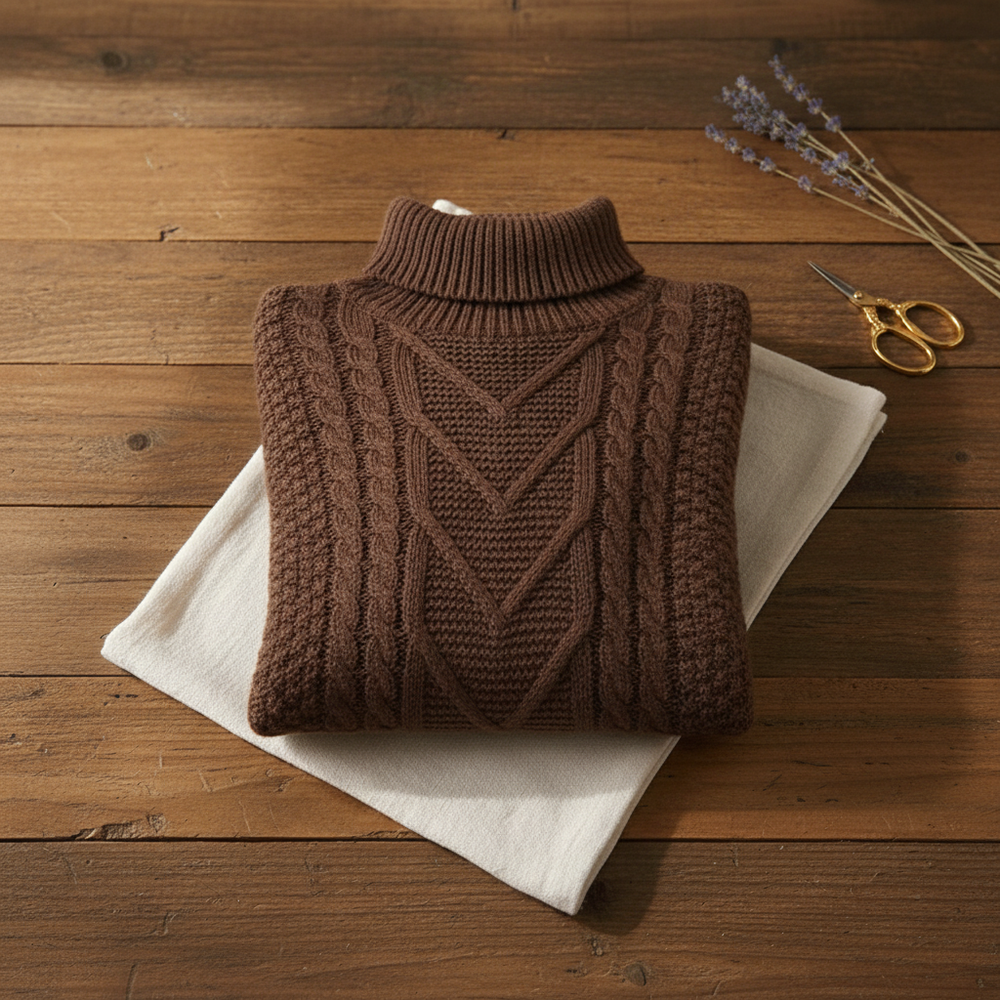 Iknoor | Cable Knit Turtleneck Sweater
