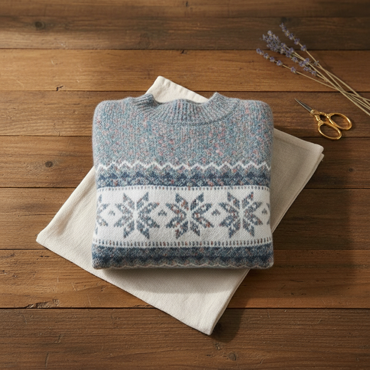 Della | Fair Isle Knit Mock Neck Sweater