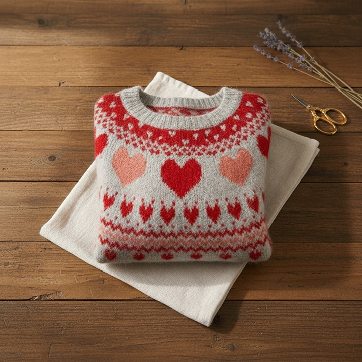 Jeanette | Heart Pattern Knit Sweater