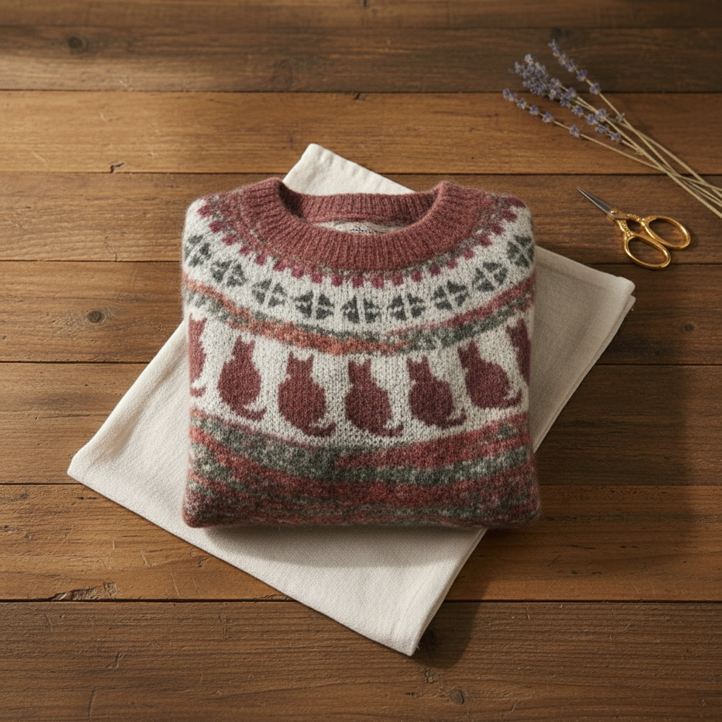 Darlene | Fair Isle Cat Pattern Knit Sweater