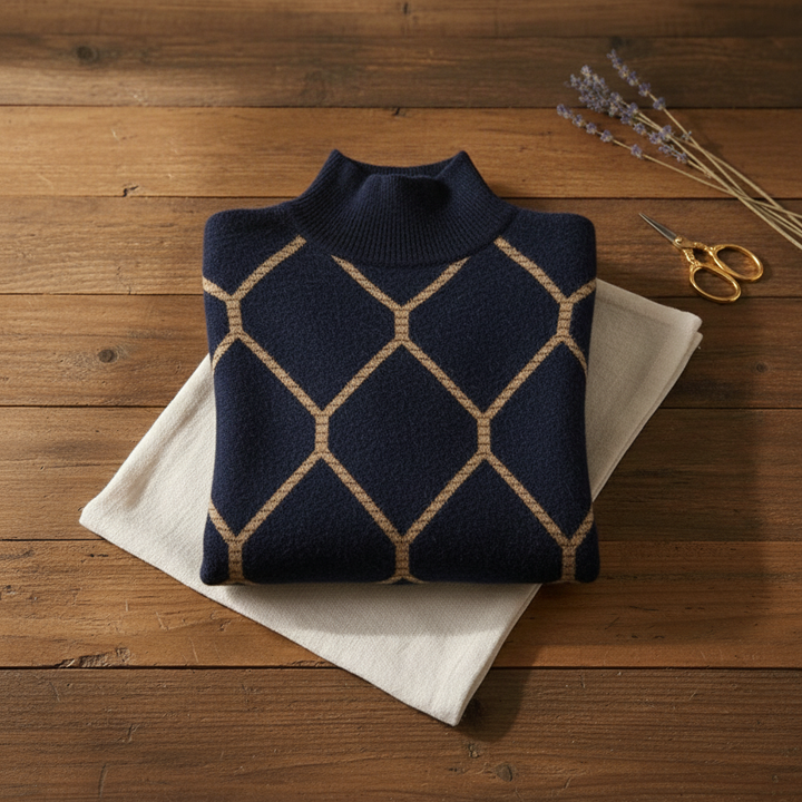 Yosan | Geometric Diamond Turtleneck Sweater