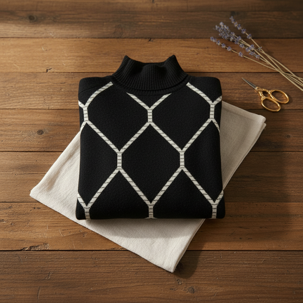 Yosan | Geometric Diamond Turtleneck Sweater