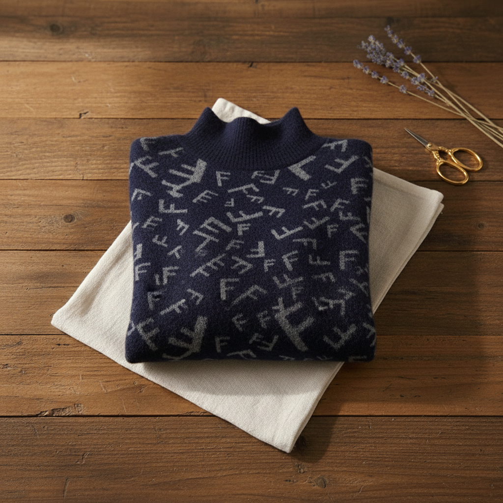 Jodi | Monogram Print Turtleneck Sweater