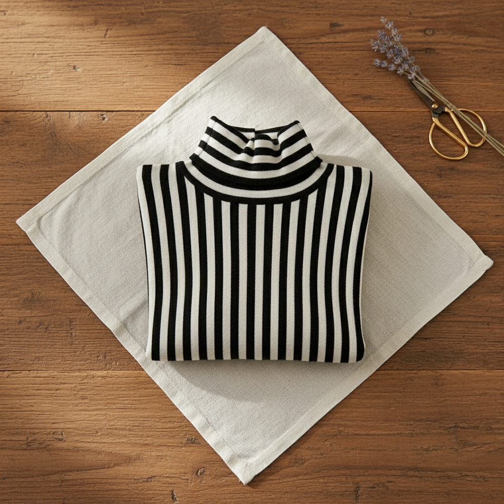 Rowynn | Striped Turtleneck Knit Top