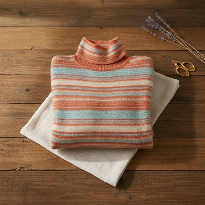 Marcella | Striped Turtleneck Knit Sweater