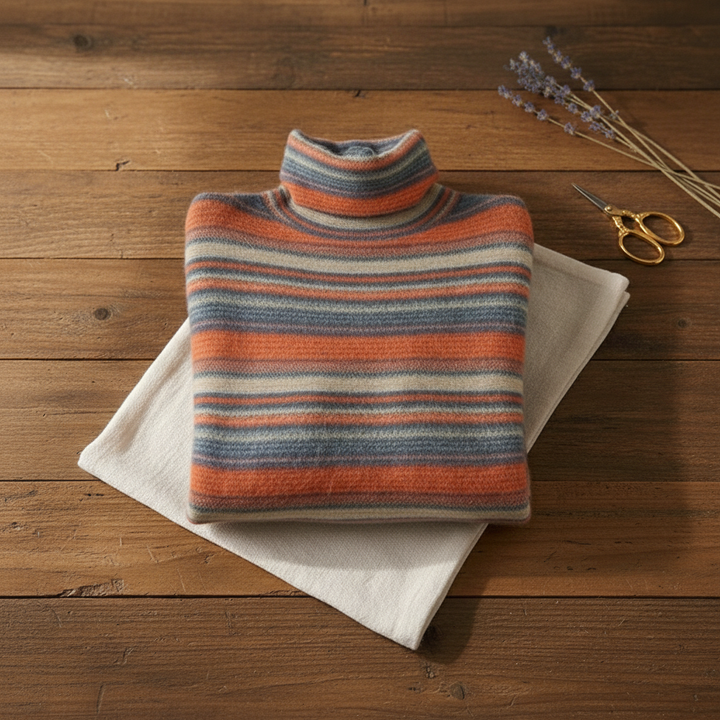 Marcella | Striped Turtleneck Knit Sweater