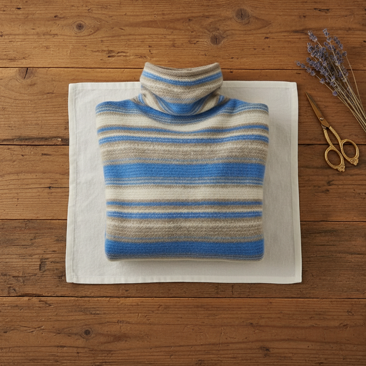 Marcella | Striped Turtleneck Knit Sweater