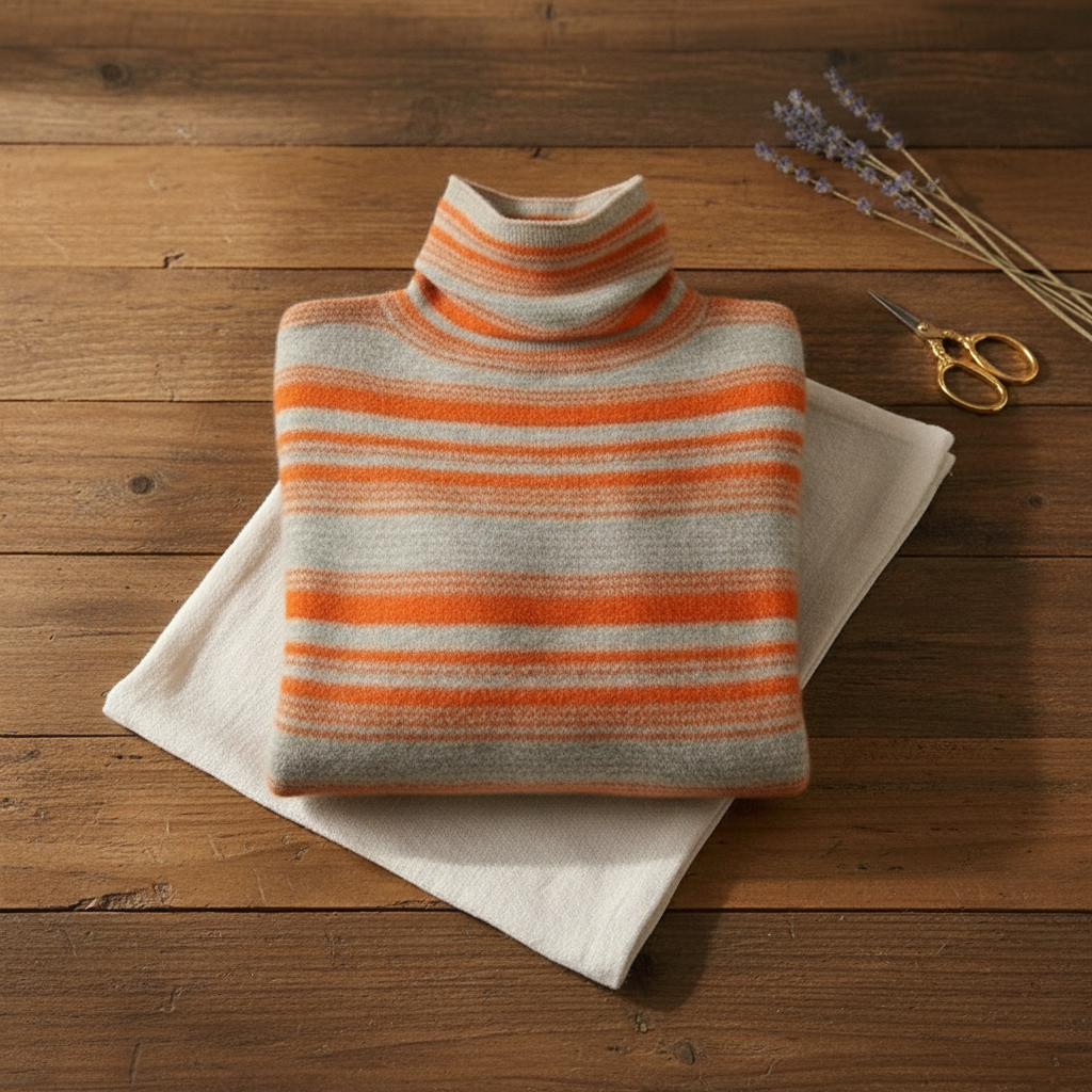 Marcella | Striped Turtleneck Knit Sweater