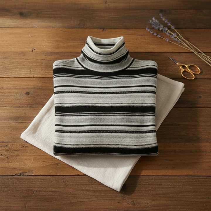 Marcella | Striped Turtleneck Knit Sweater