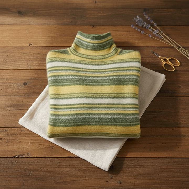 Marcella | Striped Turtleneck Knit Sweater