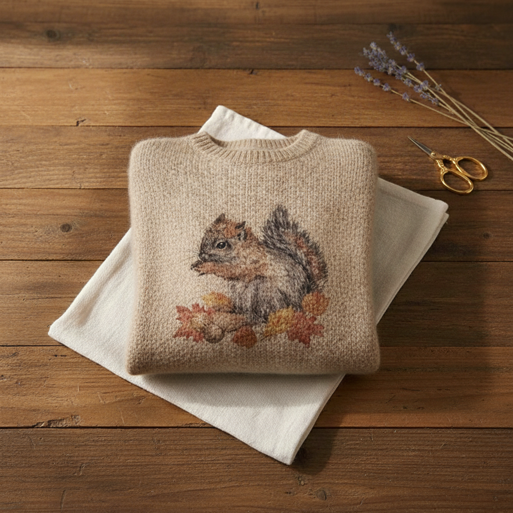 Daniella | Squirrel Autumn Print Knit Sweater