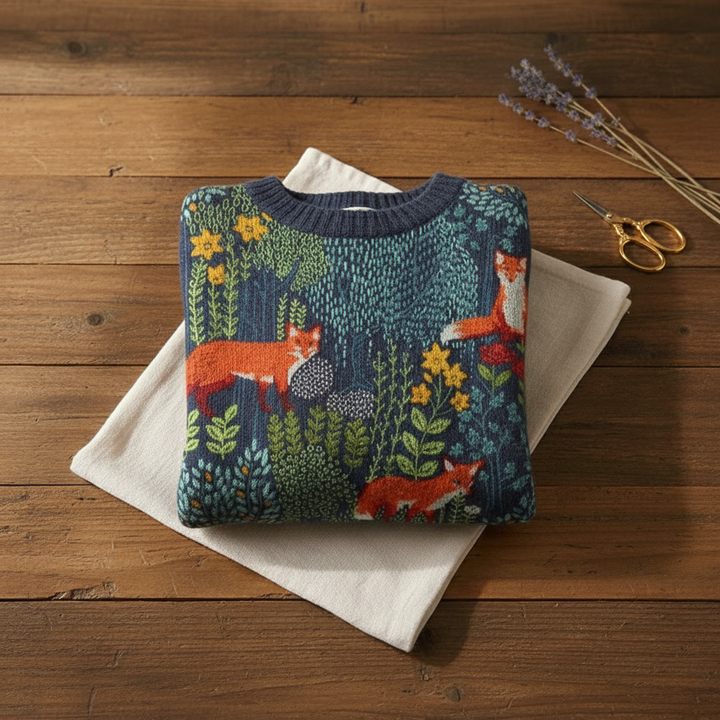 Janet | Woodland Fox Knit Sweater