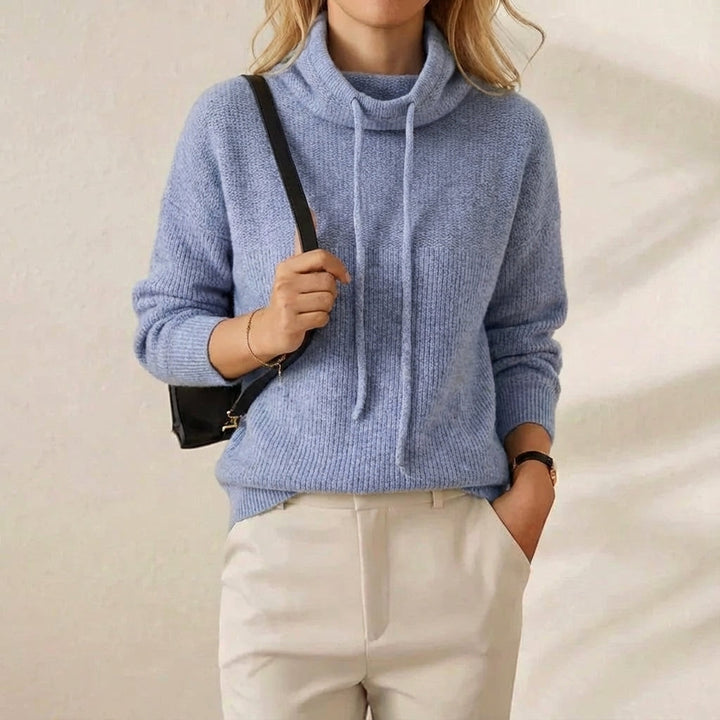 Shea-Lynn | Cowl Neck Drawstring Knit Sweater