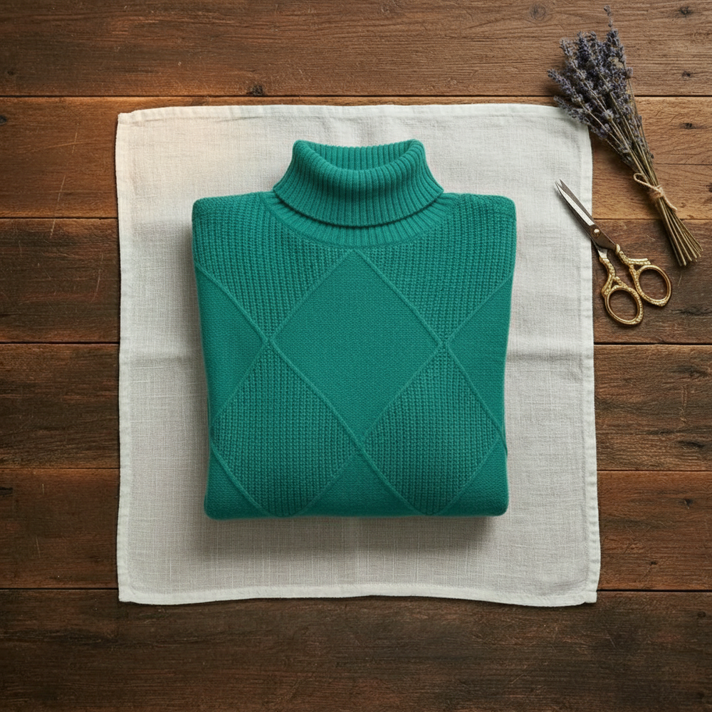 Mildred | Turtleneck Diamond Knit Sweater