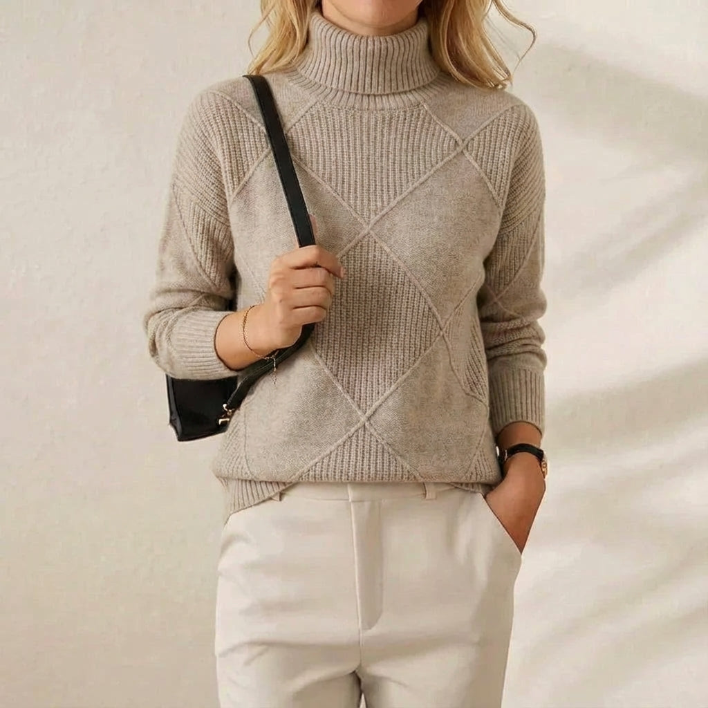 Mildred | Turtleneck Diamond Knit Sweater