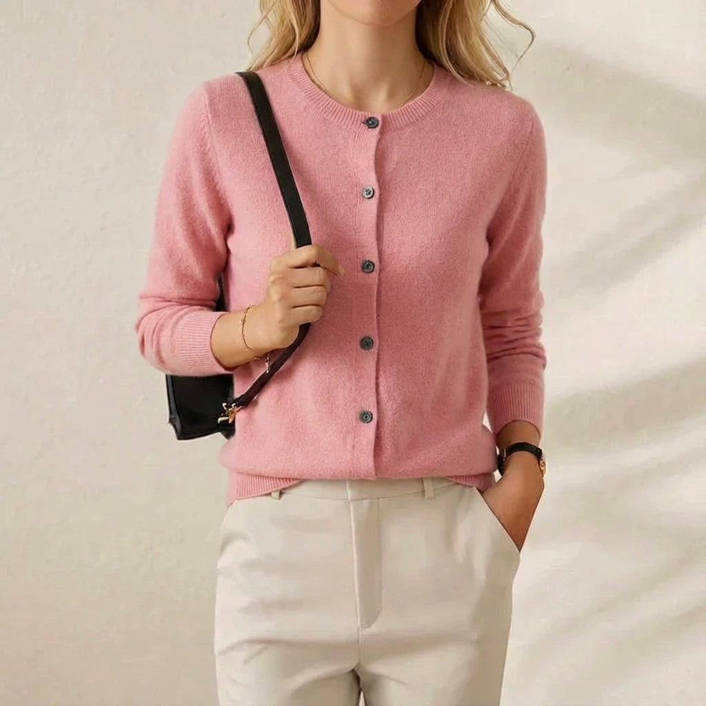 Douae | Crew Neck Button Knit Cardigan