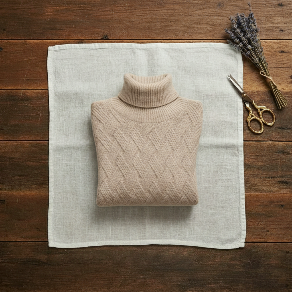 Camilia | Turtleneck Herringbone Knit Sweater
