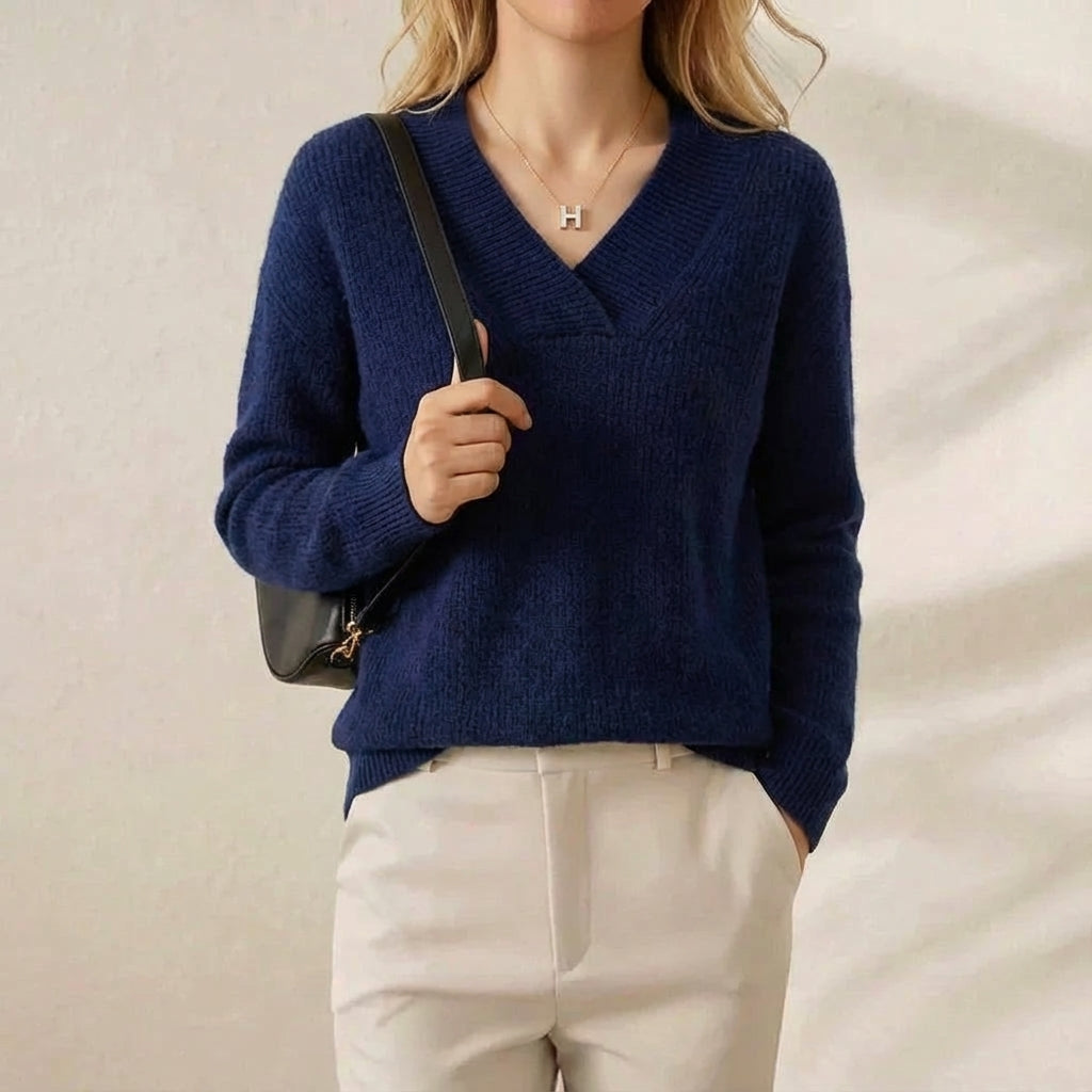 Kaitlen | Ribbed V-Neck Knit Sweater