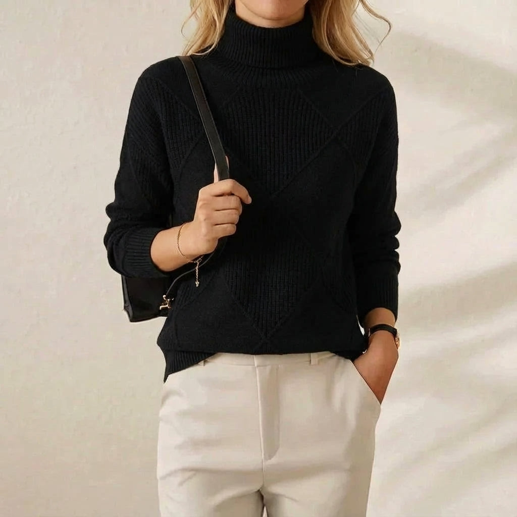 Mildred | Turtleneck Diamond Knit Sweater