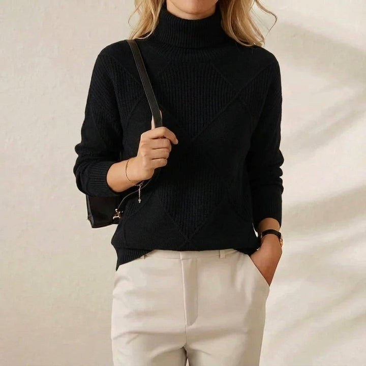 Mildred | Turtleneck Diamond Knit Sweater
